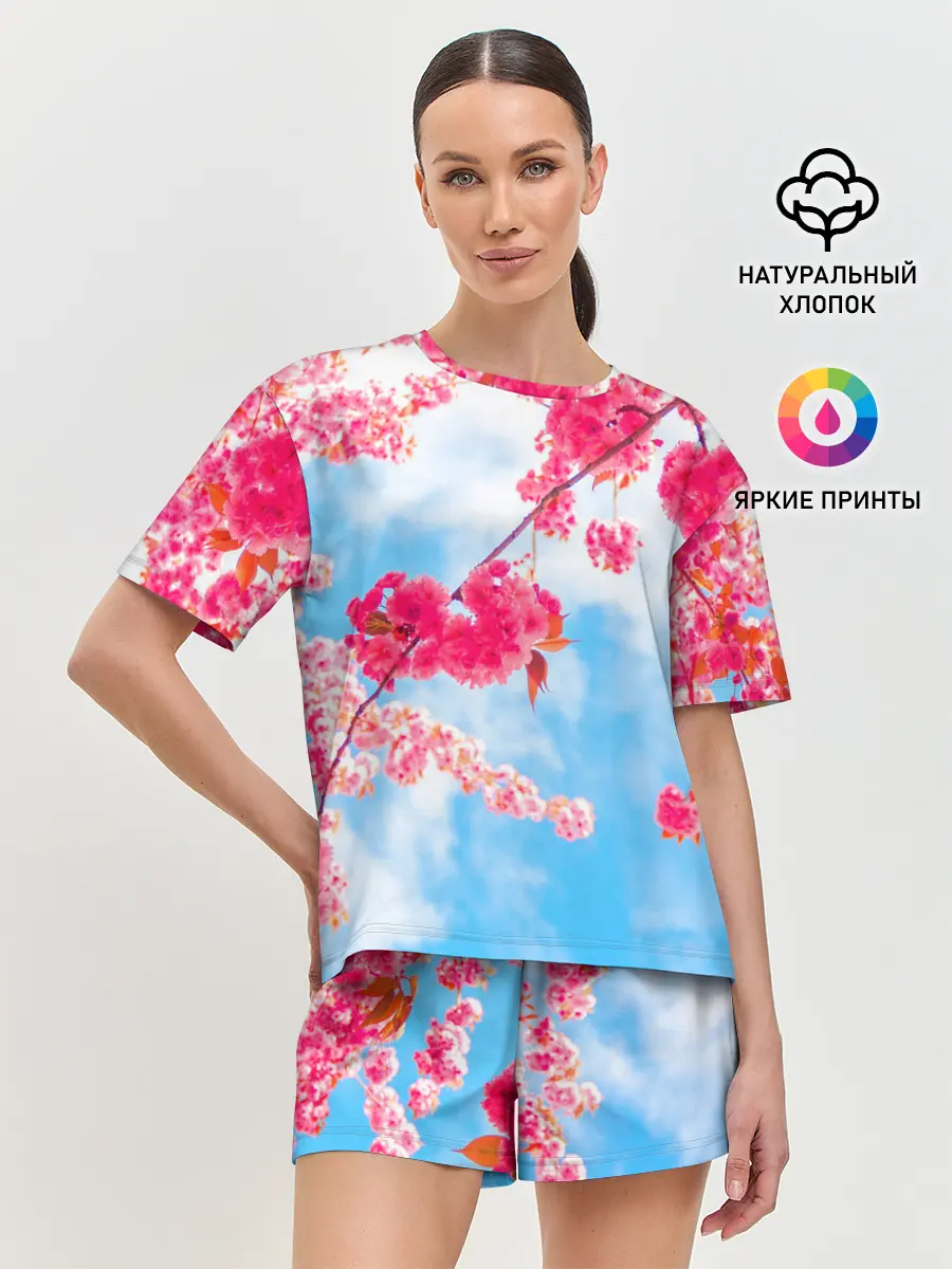 Женская пижама с шортами / Цветение Вишни
