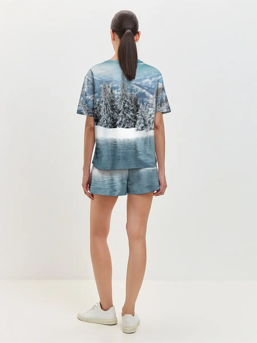 Женская пижама с шортами / Зимний лес