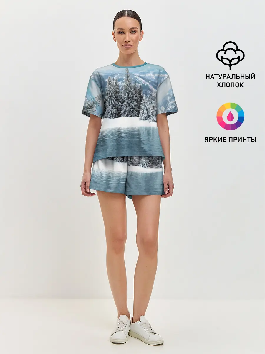 Женская пижама с шортами / Зимний лес
