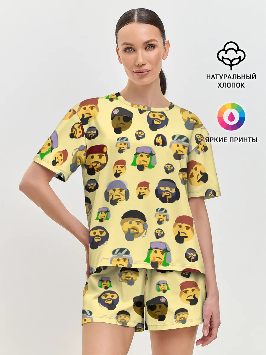 Женская пижама с шортами / Thinking emoji skins