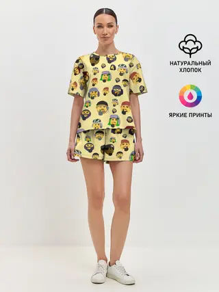 Женская пижама с шортами / Thinking emoji skins