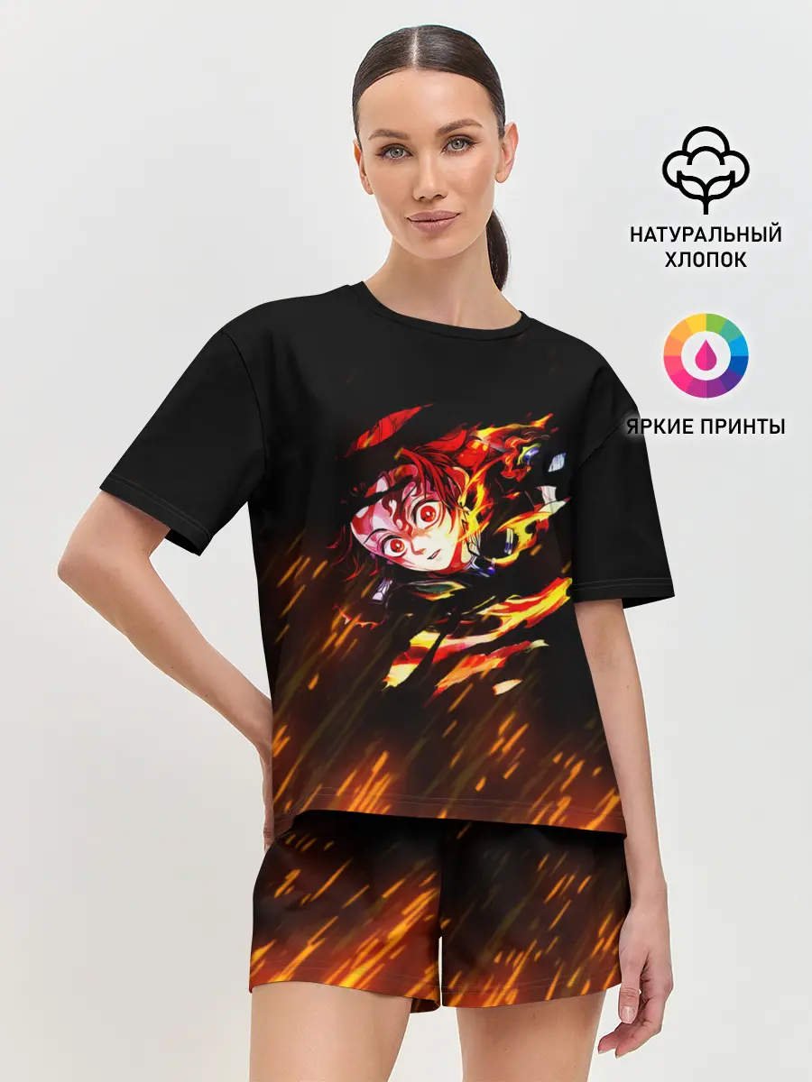 Женская пижама с шортами / Burning Kamado