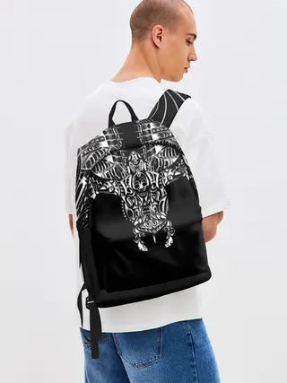 Рюкзак джинсовый / Узор в стиле маори / полинезия