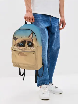 Рюкзак джинсовый / Grumpy cat ART