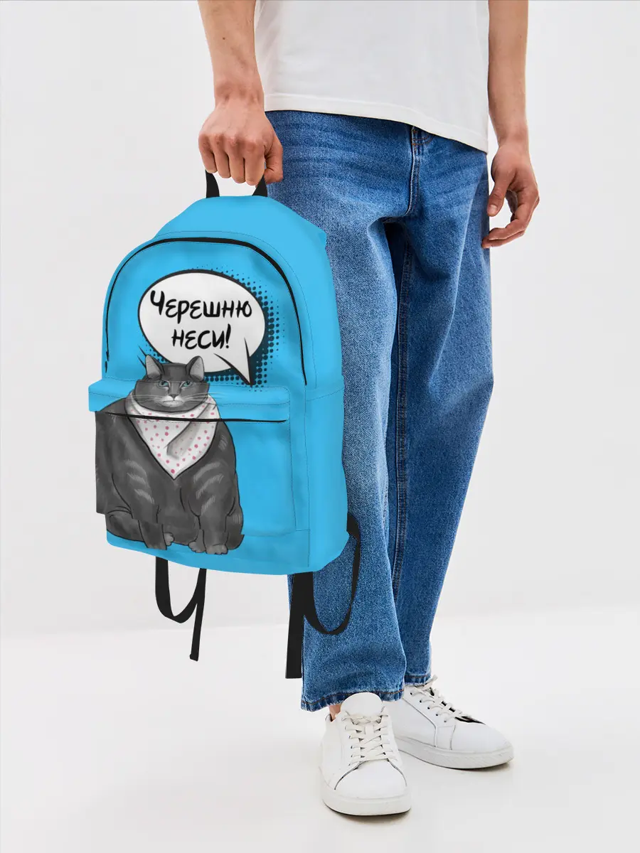 Рюкзак джинсовый / Толстый кот