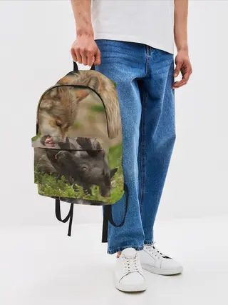 Рюкзак джинсовый / Волки