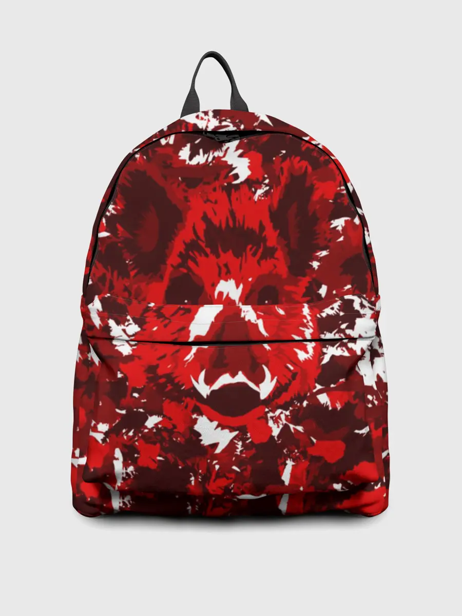 Рюкзак джинсовый / Краснобелый камуфляж с кабаном