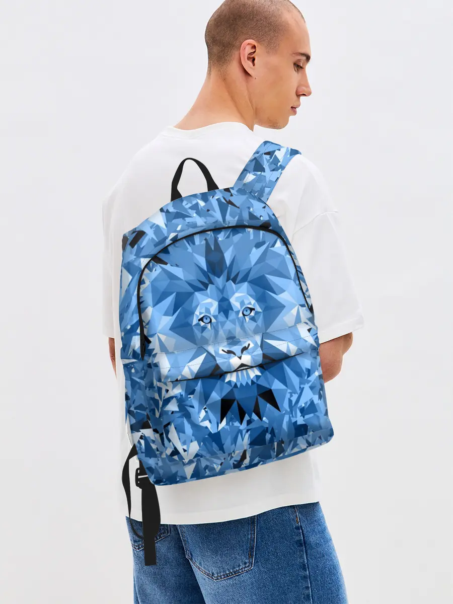 Рюкзак джинсовый / Сине-бело-голубой лев