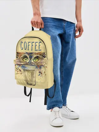 Рюкзак джинсовый / Сова и кофе
