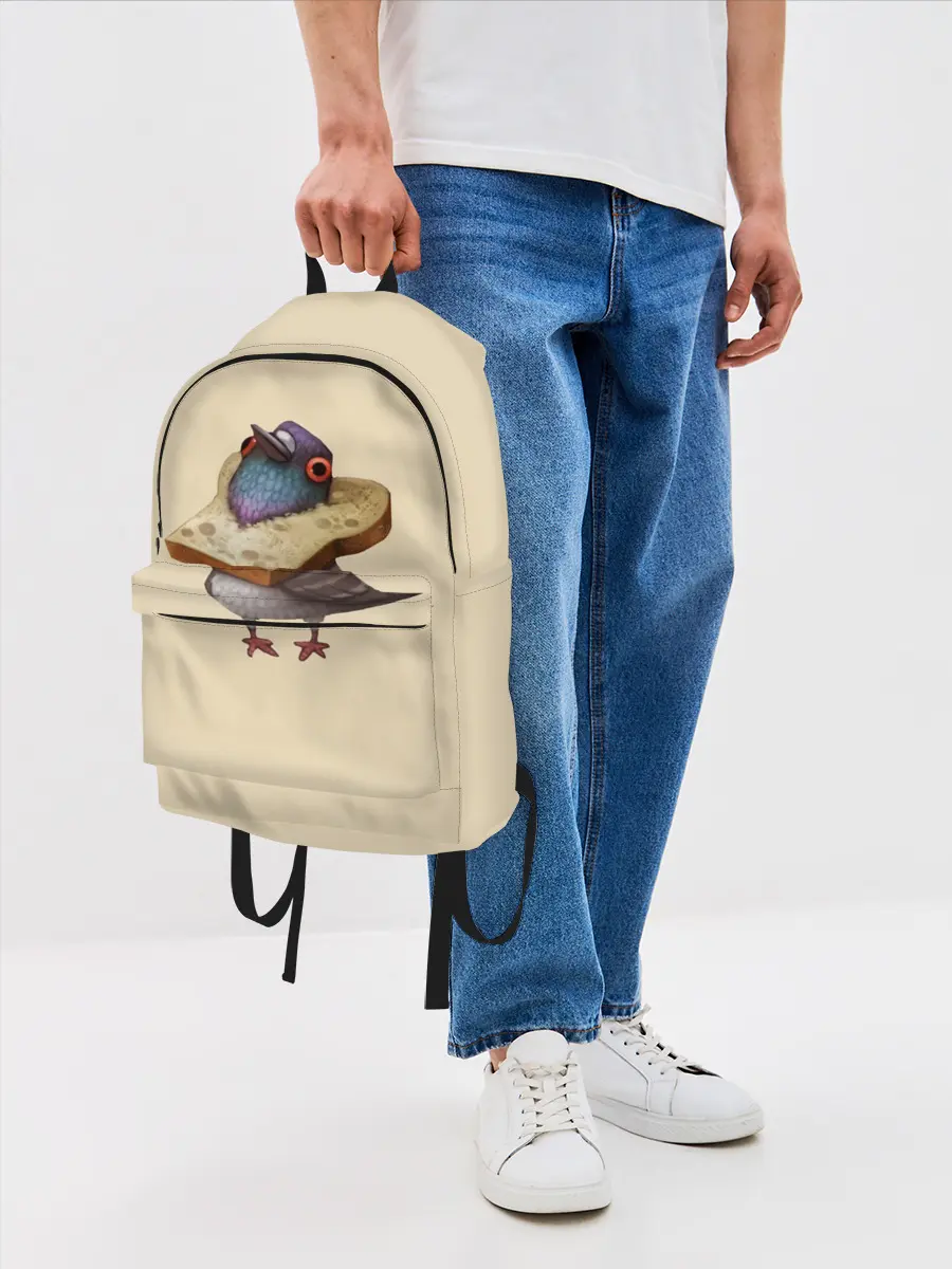 Рюкзак джинсовый / Голубь и Хлебушек