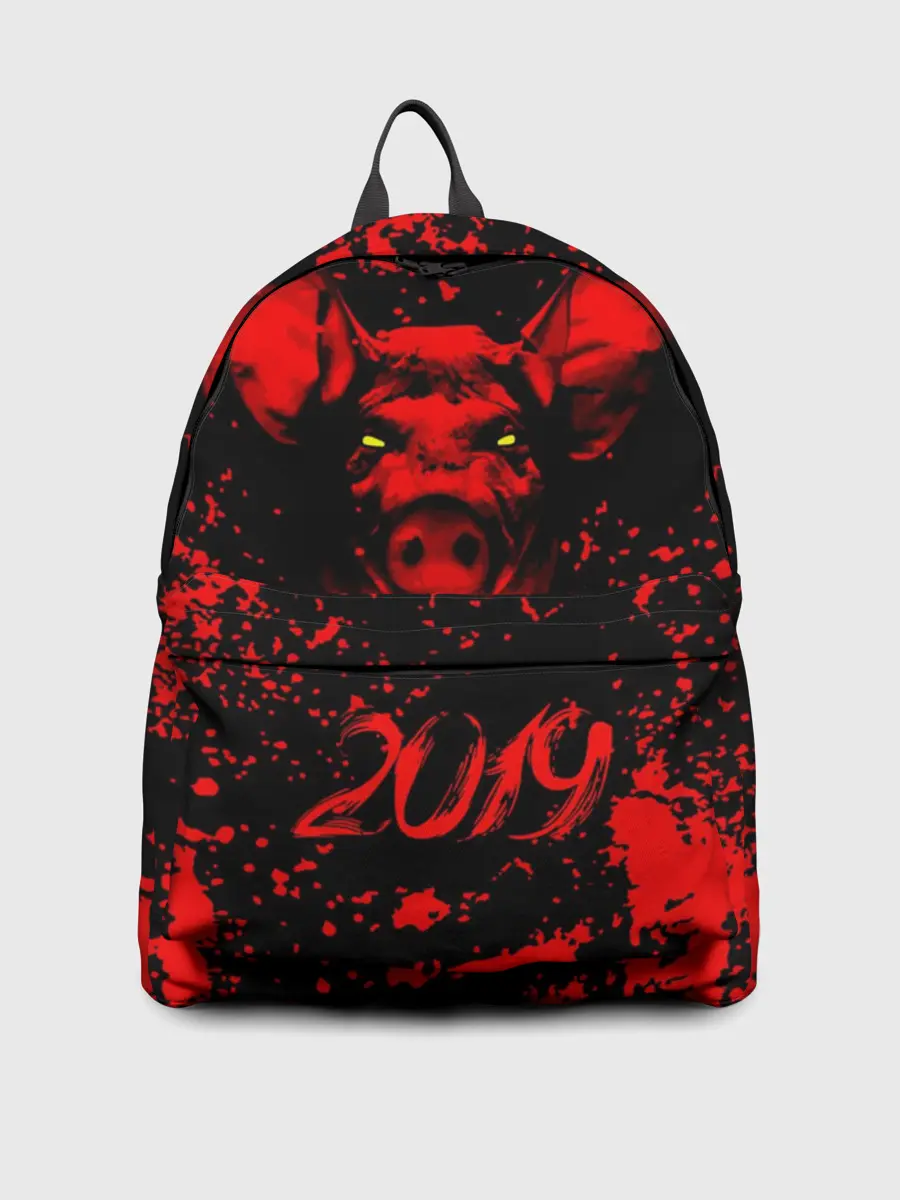 Рюкзак джинсовый / Красный поросенок