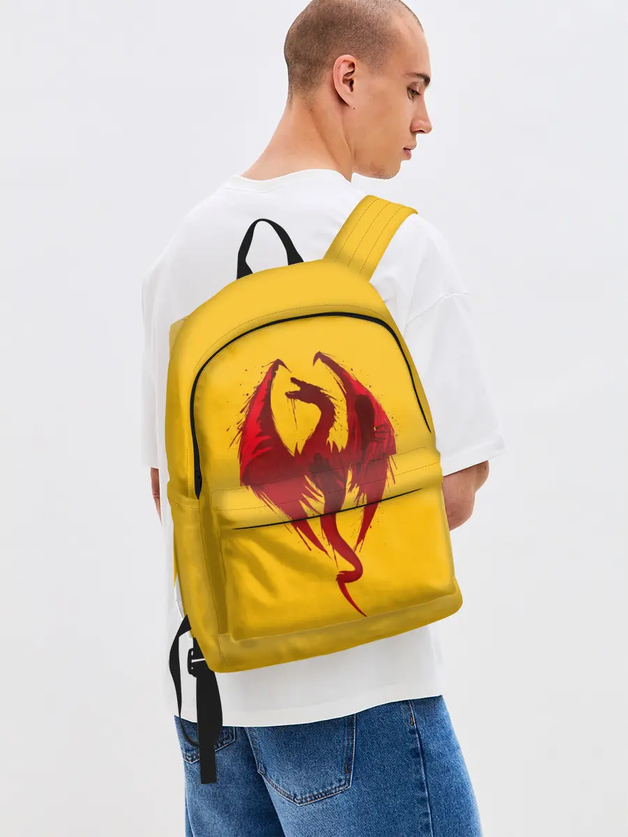 Рюкзак джинсовый / Красный Дракон