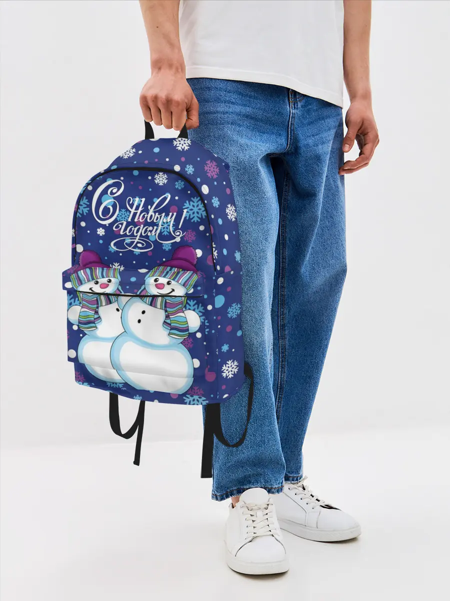 Рюкзак джинсовый / Снеговики