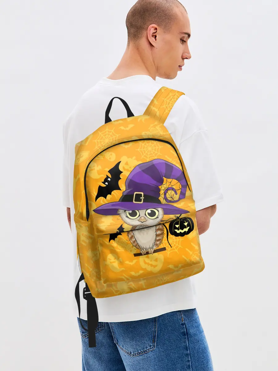 Рюкзак джинсовый / Совушка и хэллоуин