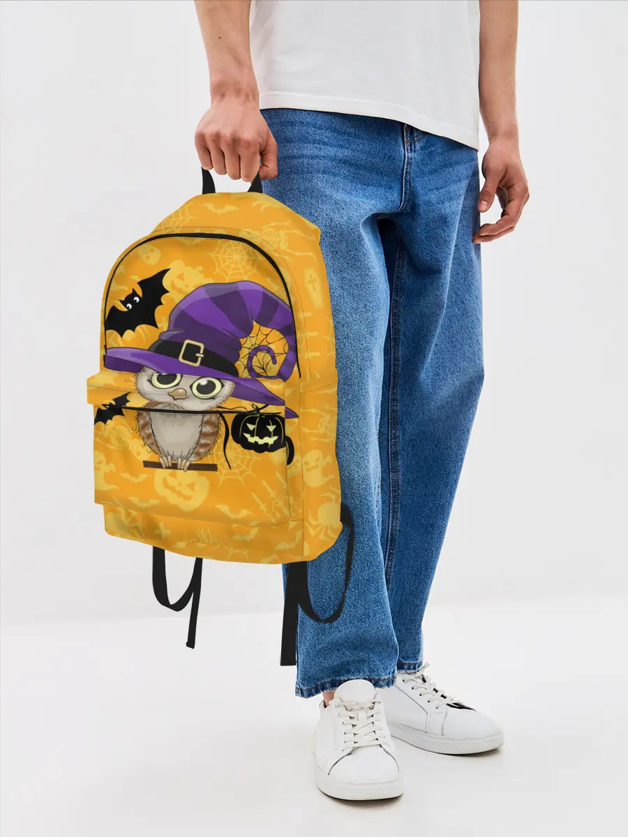Рюкзак джинсовый / Совушка и хэллоуин