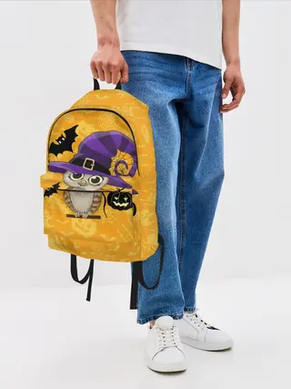 Рюкзак джинсовый / Совушка и хэллоуин