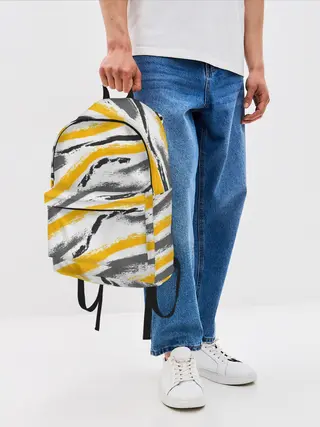 Рюкзак джинсовый / Серый-желтый
