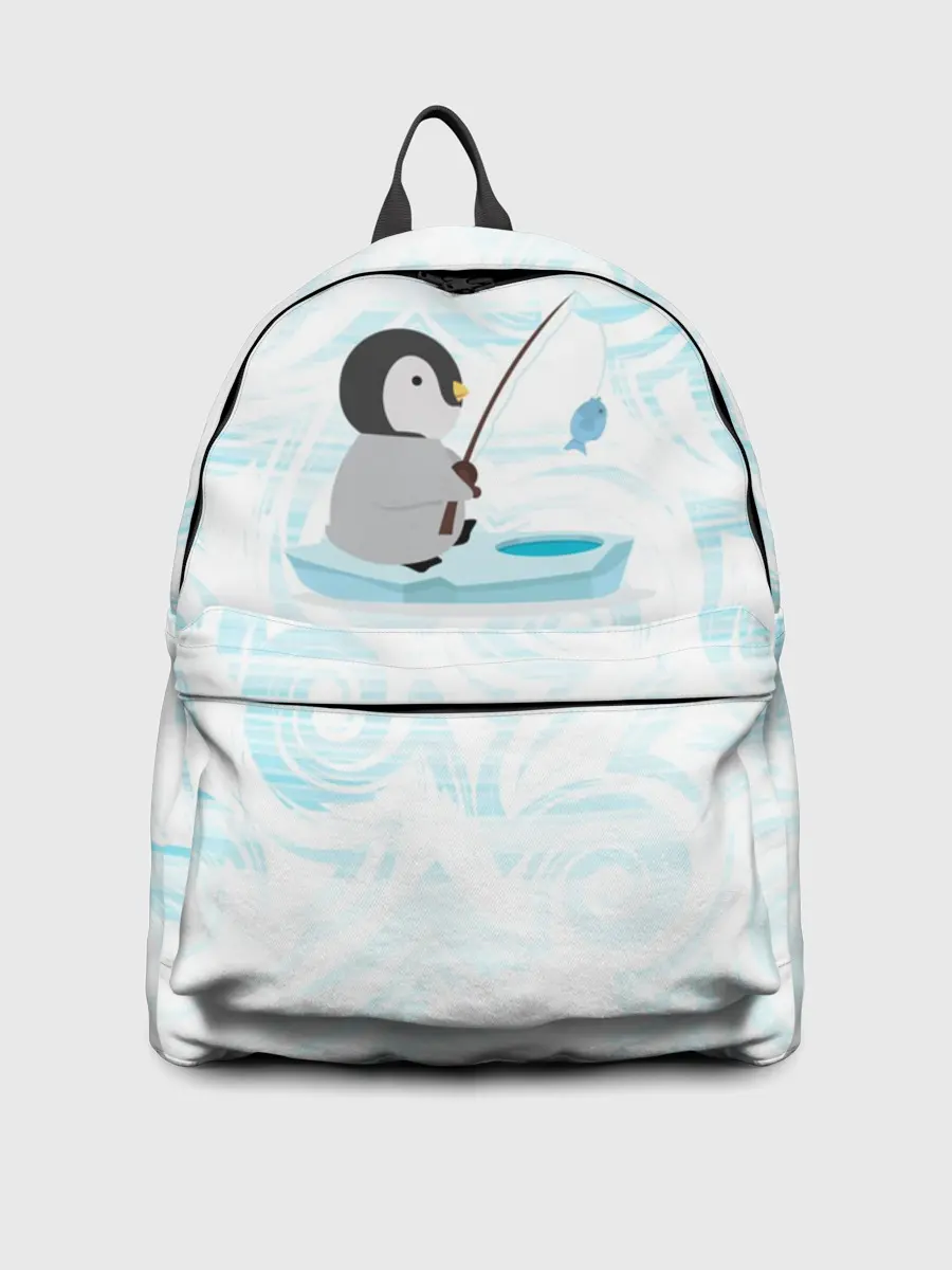 Рюкзак джинсовый / Пингвин рыбачит