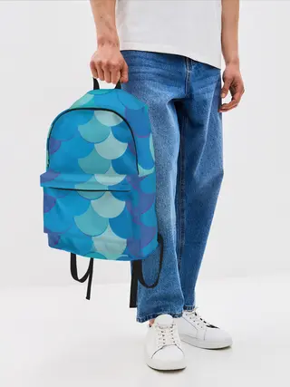 Рюкзак джинсовый / Синяя чешуя рыбы