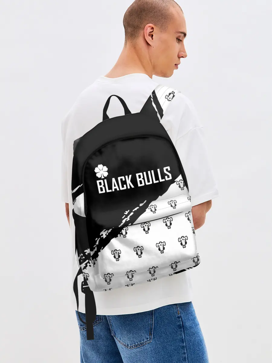 Рюкзак джинсовый / Черные быки | Чёрный клевер