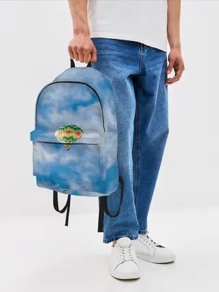 Рюкзак джинсовый / Воздушный шар в небе