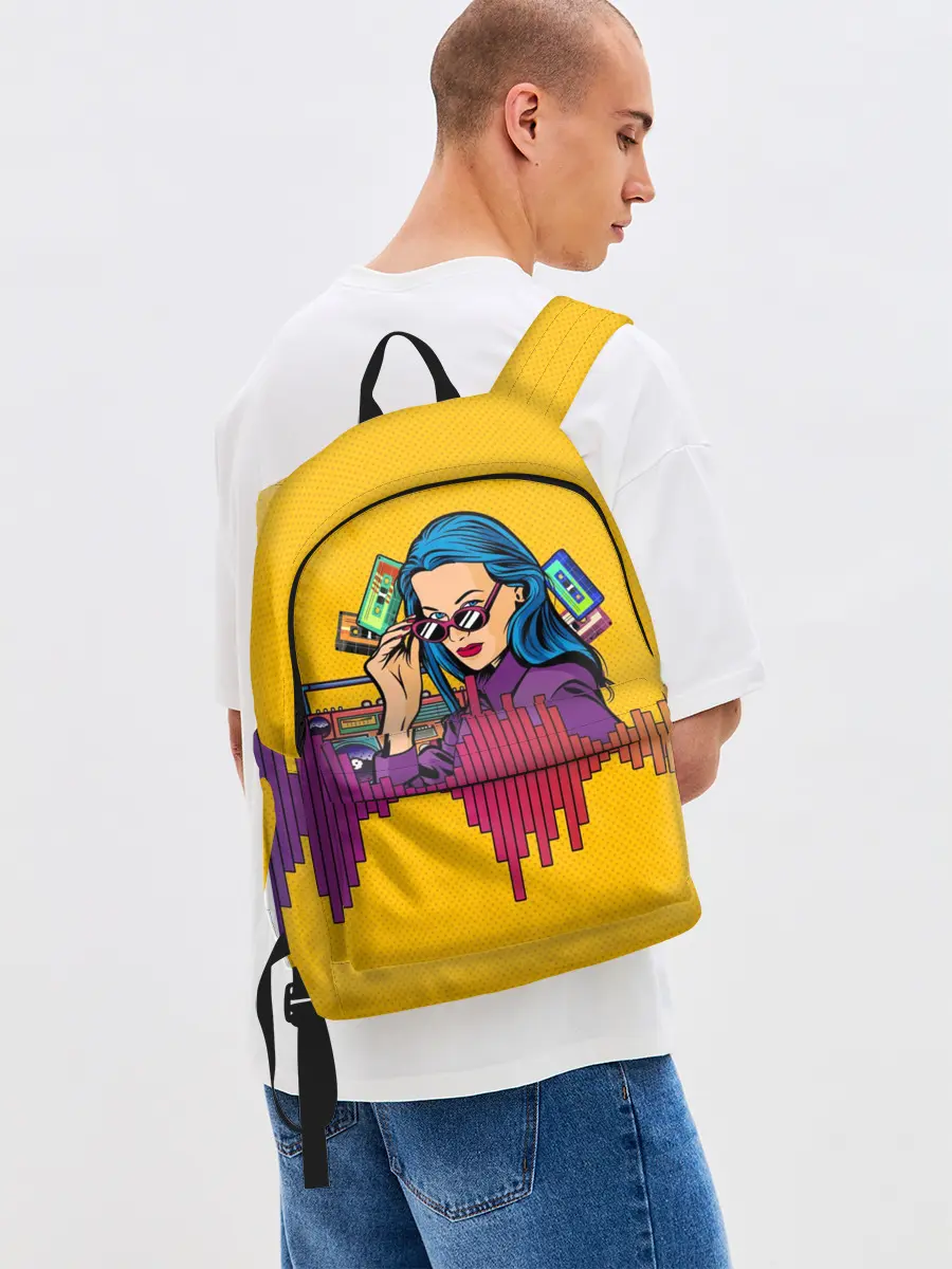 Рюкзак джинсовый / Ретро. Девушка 90-х Арт.