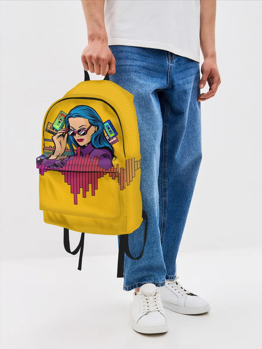 Рюкзак джинсовый / Ретро. Девушка 90-х Арт.