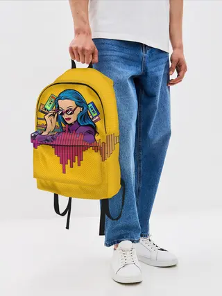 Рюкзак джинсовый / Ретро. Девушка 90-х Арт.