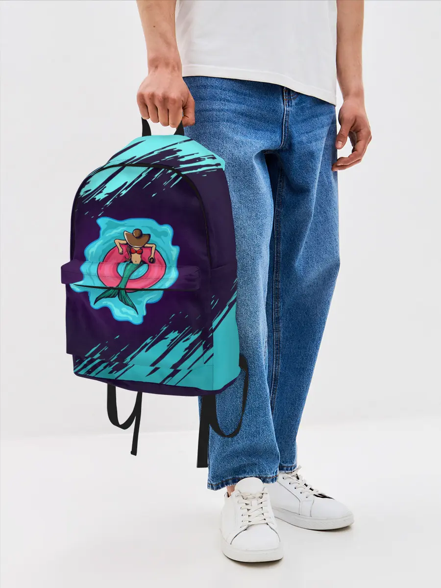 Рюкзак джинсовый / Русалка на отдыхе | Mermaid