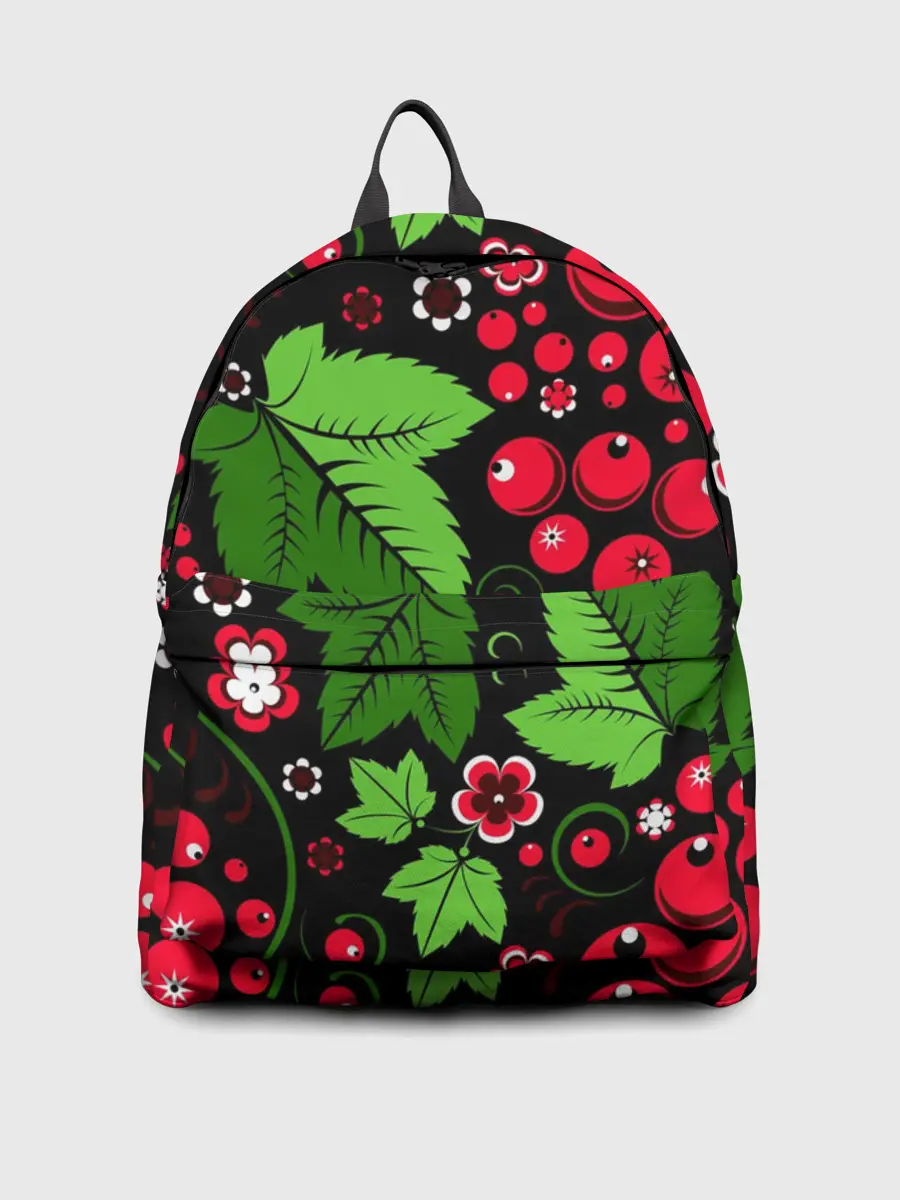 Рюкзак джинсовый / ХОХЛОМА ЛИСТЬЯ И ЯГОДЫ