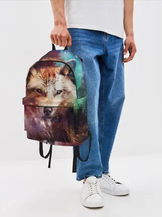 Рюкзак джинсовый / Красивый волк
