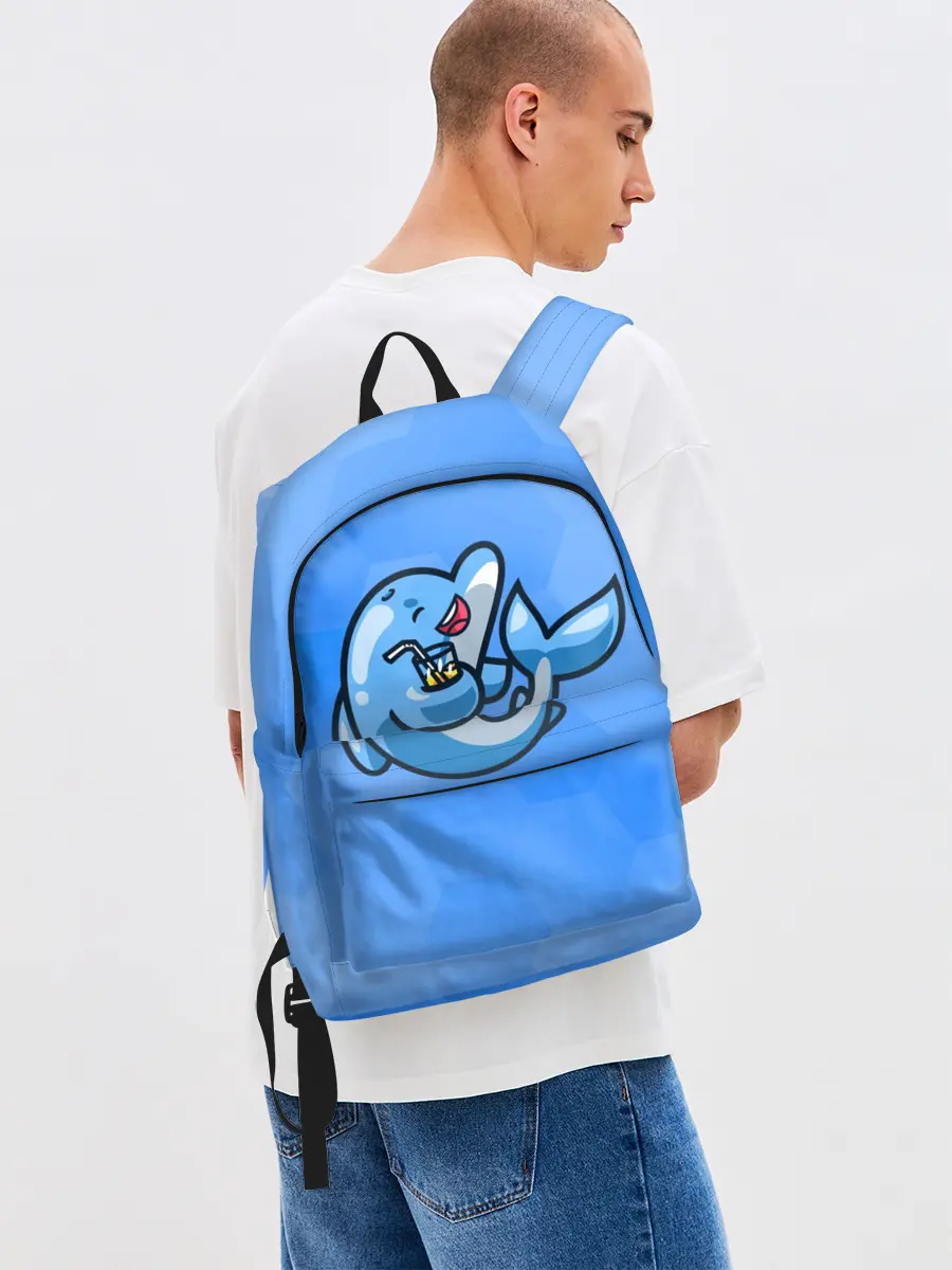 Рюкзак джинсовый / Дельфин с коктейлем