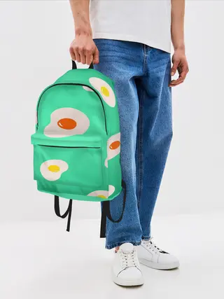Рюкзак джинсовый / Яйца на Зеленом Фоне