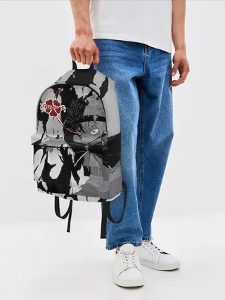 Рюкзак джинсовый / Черный Аста демон Чёрный клевер