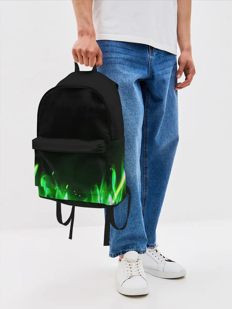 Рюкзак джинсовый / Зеленый огонь