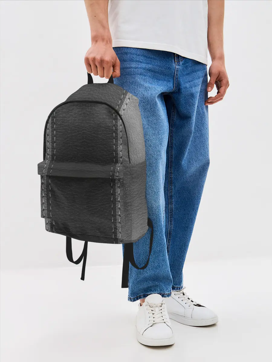 Рюкзак джинсовый / Черно-Серая Кожа