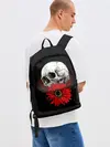 Рюкзак джинсовый / Череп и Красный Цветок | Skull