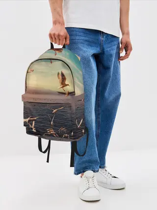 Рюкзак джинсовый / Чайки на воде