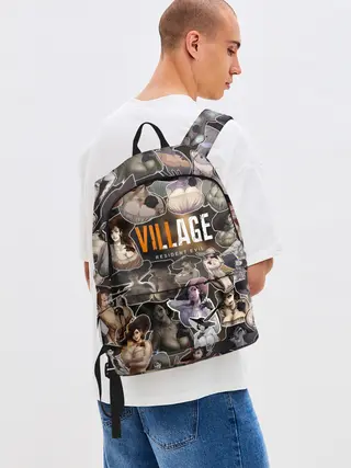 Рюкзак джинсовый / Dimitrescu stikers style 2