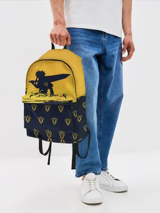 Рюкзак джинсовый / Чёрный клевер Аста желтый