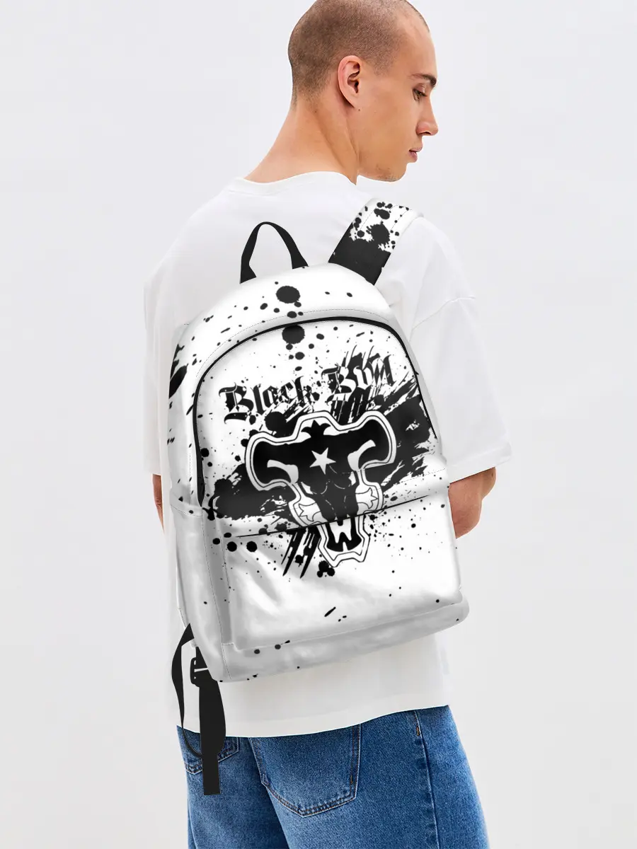 Рюкзак джинсовый / Черные быки брызги Чёрный клевер