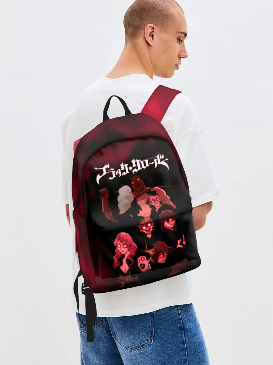 Рюкзак джинсовый / Черные быки демонические глаза