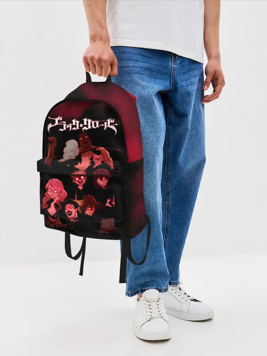 Рюкзак джинсовый / Черные быки демонические глаза