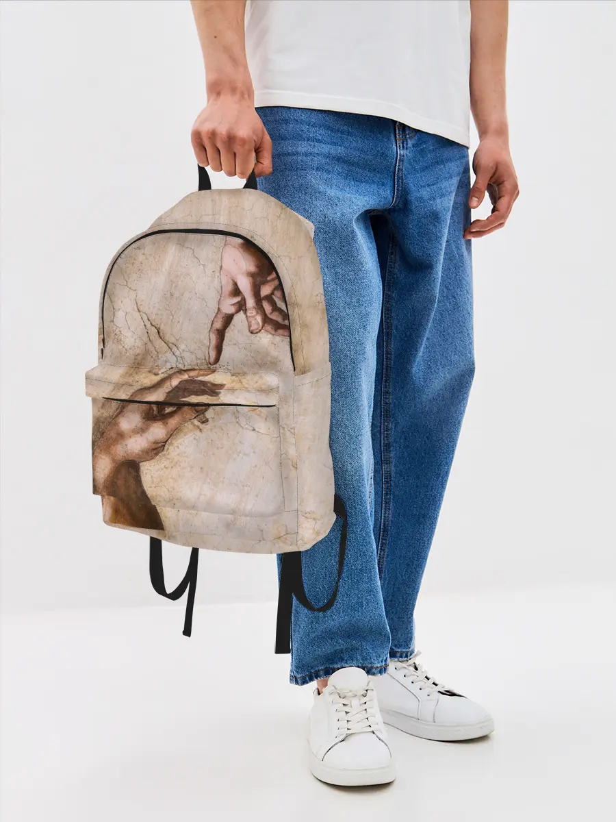 Рюкзак джинсовый / Микеланджело сотворение Адама