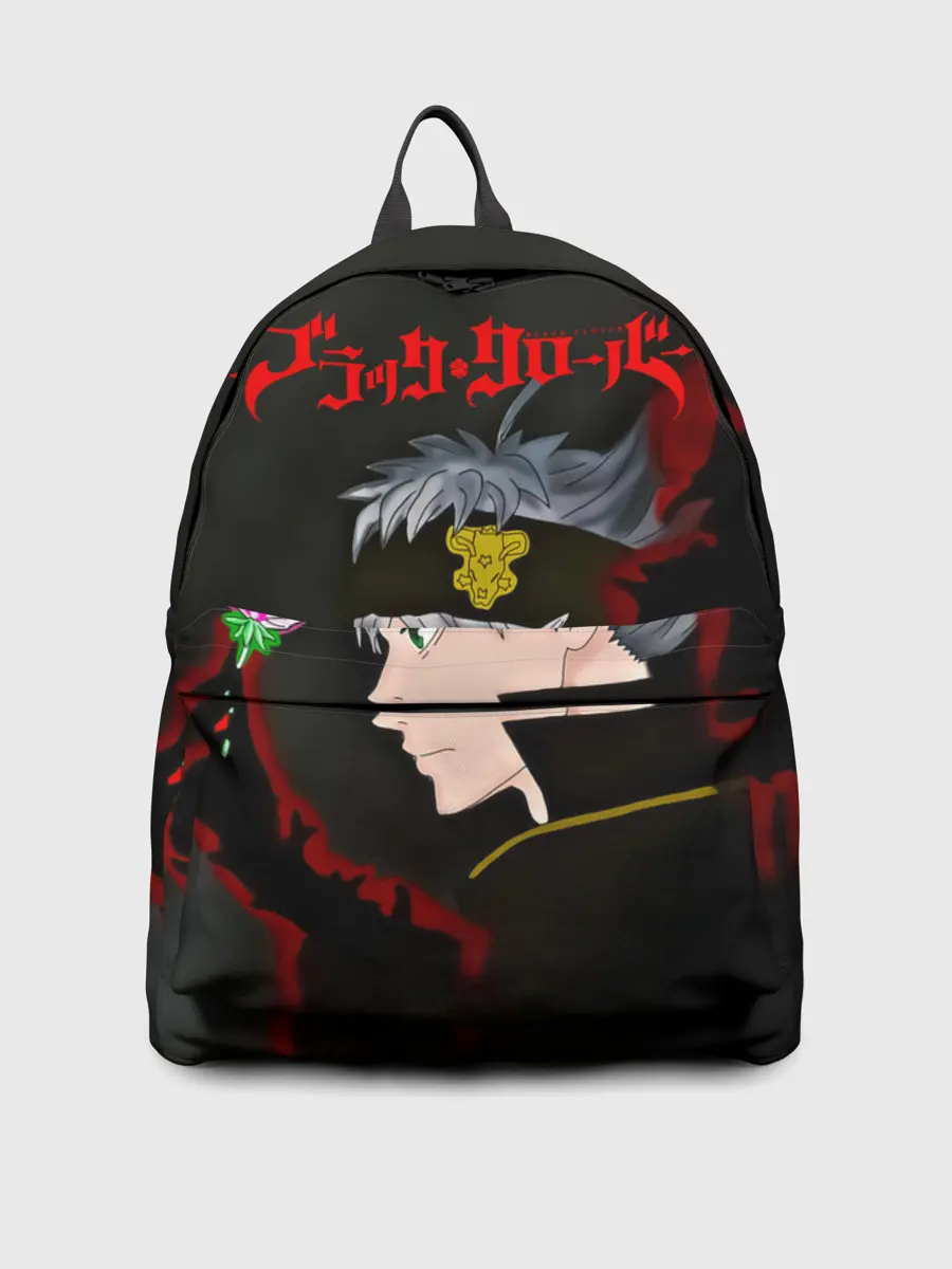 Рюкзак джинсовый / Чёрный клевер Аста и цветок