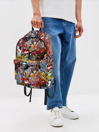 Рюкзак джинсовый / Логотипы Аниме Мультиков