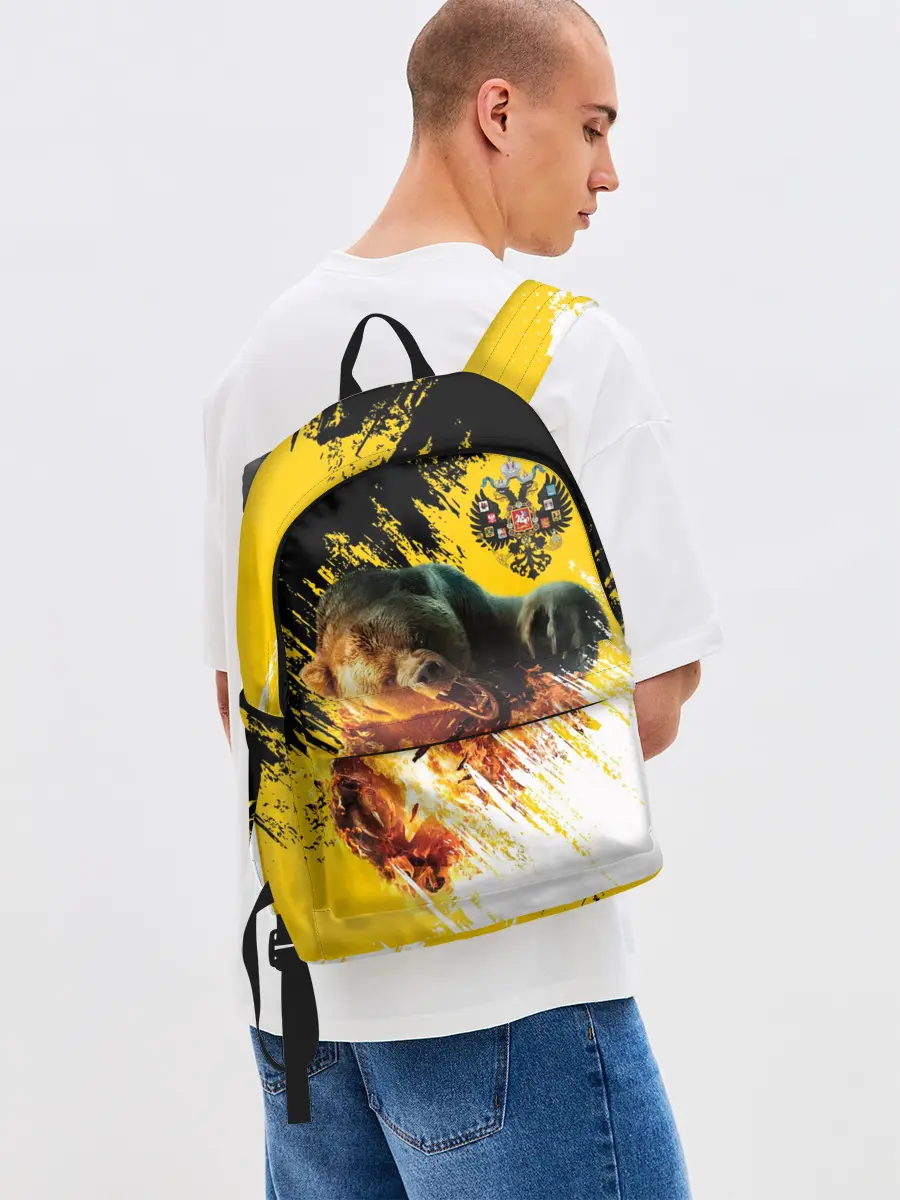 Рюкзак джинсовый / Имперский флаг и медведь