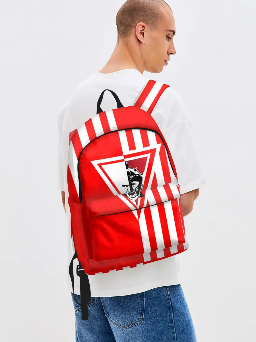 Рюкзак джинсовый / Красно-белый воин