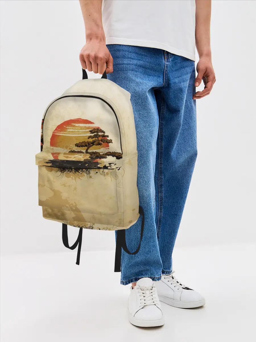 Рюкзак джинсовый / Дерево на закате