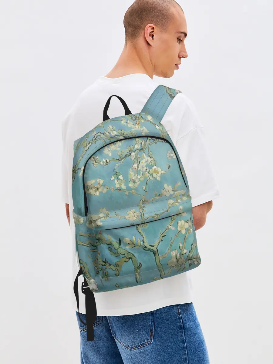 Рюкзак джинсовый / Ван Гог Цветущие ветки миндаля